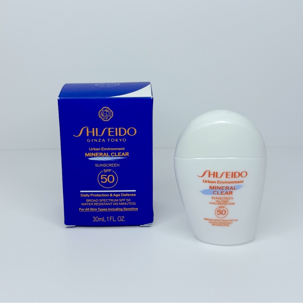 NEW SHISEIDO MINERAL CLEAR SUNSCREEN OIL-FREE HYALURONIC ACID SPF 50